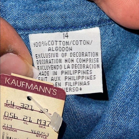 NWT Liz Claiborne Dark Blue Denim Button-Down Shirt Size 14 #265 - Picture 6 of 12